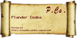 Plander Csaba névjegykártya