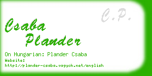 csaba plander business card